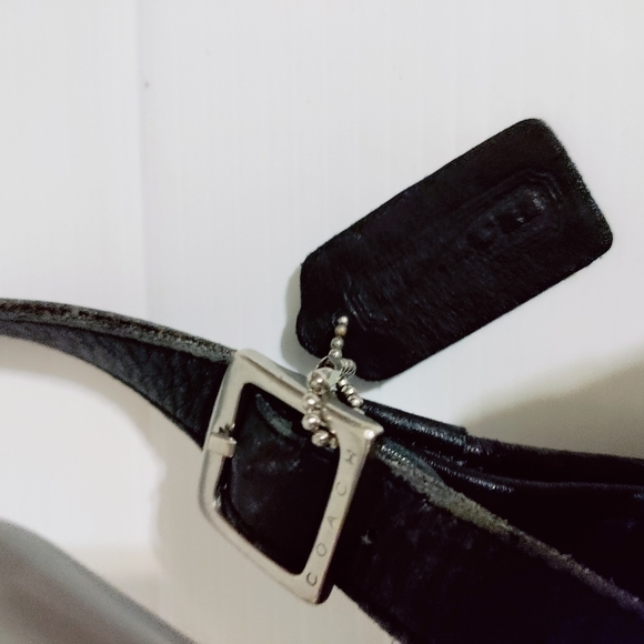 Vintage Coach Black Leather Slim Hippie Flap Crossbody Saddle Messenger Bag 9135 - Picture 7 of 14